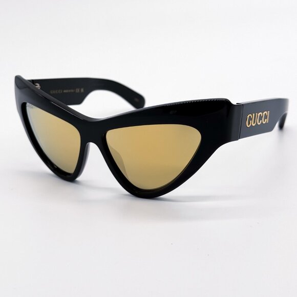 NEW GUCCI GG1294S 002 WOMEN SHINY BLACK GOLD CAT EYE SUNGLASSES GUCCI main image 8